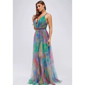 Maniju Tie Dye Large Maxi Dress‎ Formal Prom Homecoming Fairycore Babydoll Gown